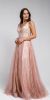 Main image of V Neck Vines Pattern Tulle Prom Gown